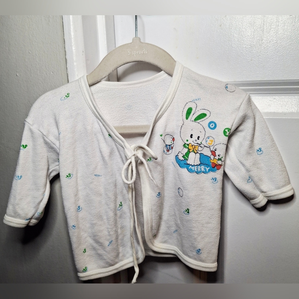 Vintage 80s 🐰💙🐤Adorable Animal Wrap Cardigan (6-9 mo)